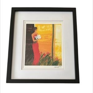 Signed serio-lithograph titled "Pleine Floraison" by Emile Bellet framed 2002